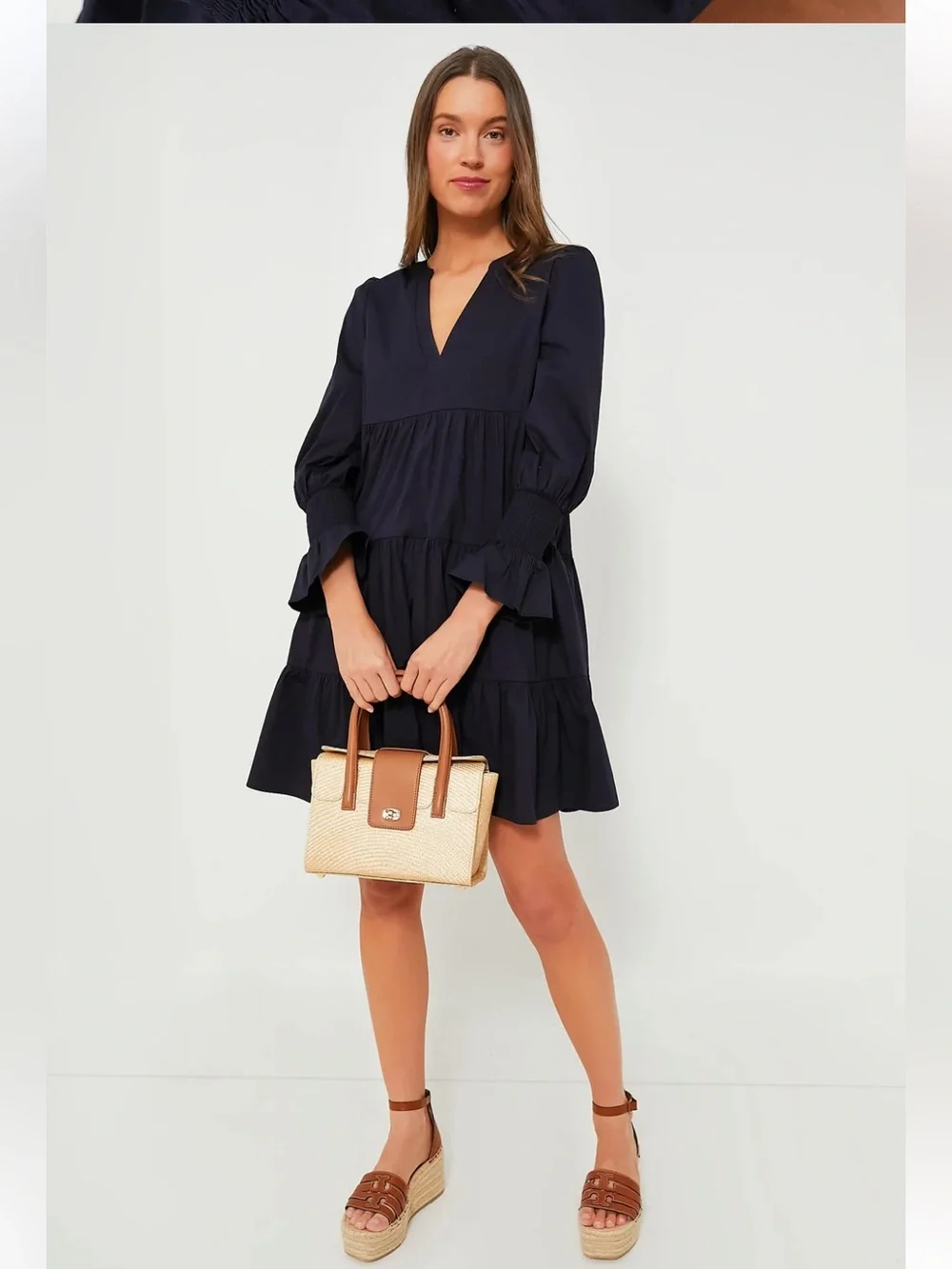 Navy Cotton Poplin Kenzo Dress Sz. S